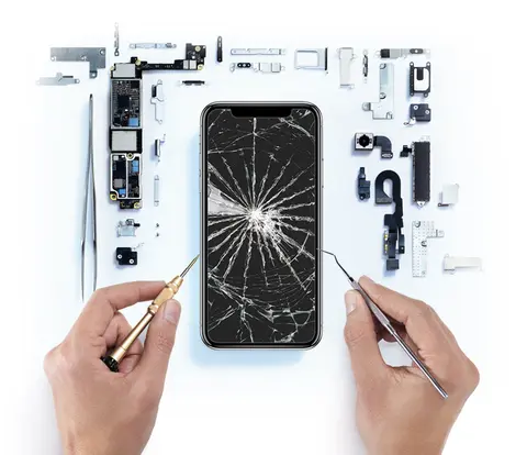 Professional technician performing iPhone 11 screen replacement repair service