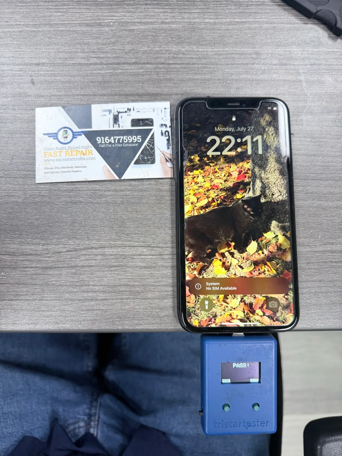 Working iPhone 11 after a logic board repair that preserved the data at Fast Repair Sacramento