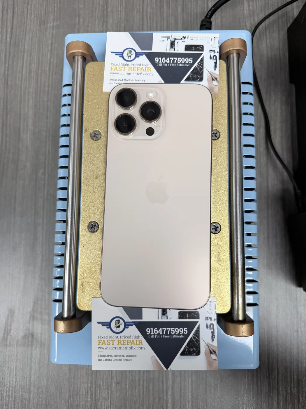 Back of iPhone 16 Pro Max after display repair at Fast Repair Sacramento