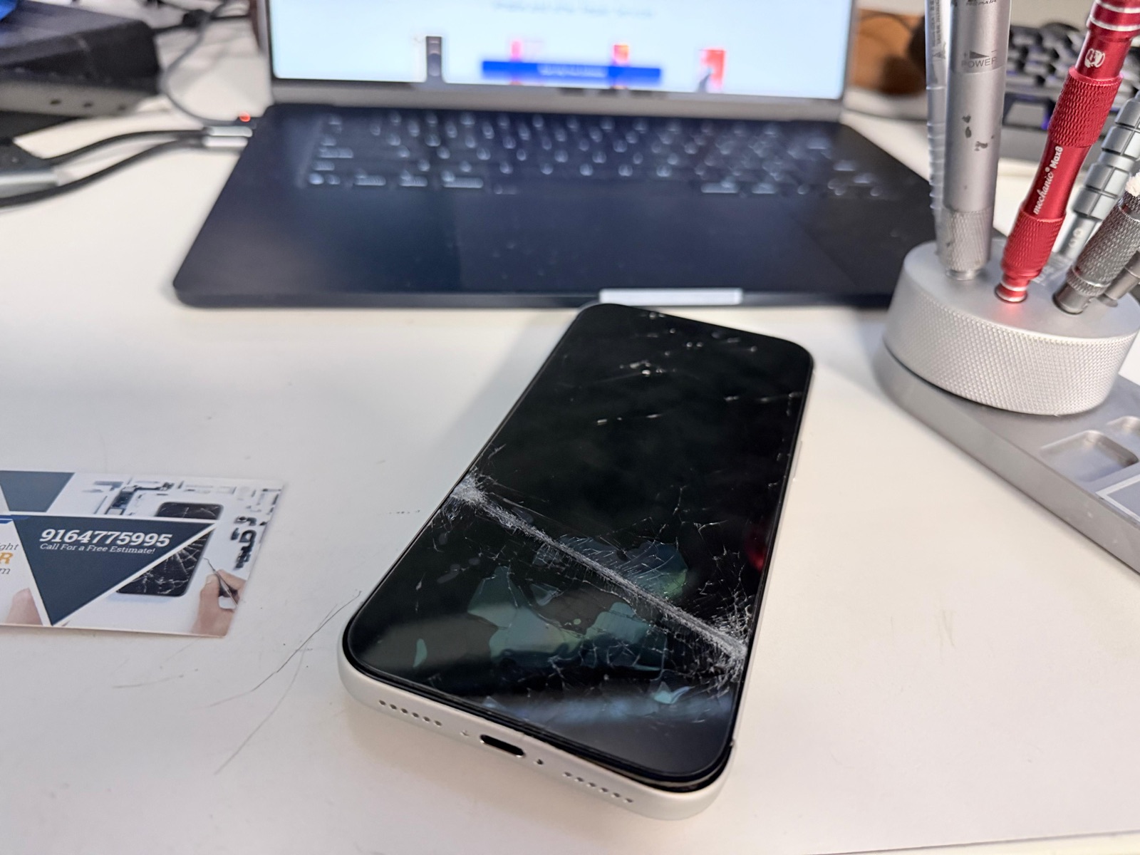 Front of iPhone 17 Pro Max before data recovery repair at Fast Repair Sacramento